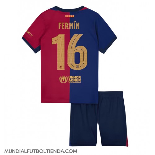 Camiseta Barcelona Fermin Lopez #16 Primera Equipación Replica 2024-25 para niños mangas cortas (+ Pantalones cortos)